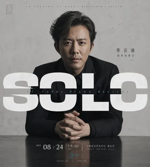 Solemn pianist recital visual poster prompt
