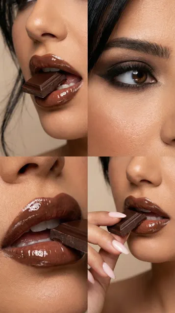 Dark chocolate lips macro