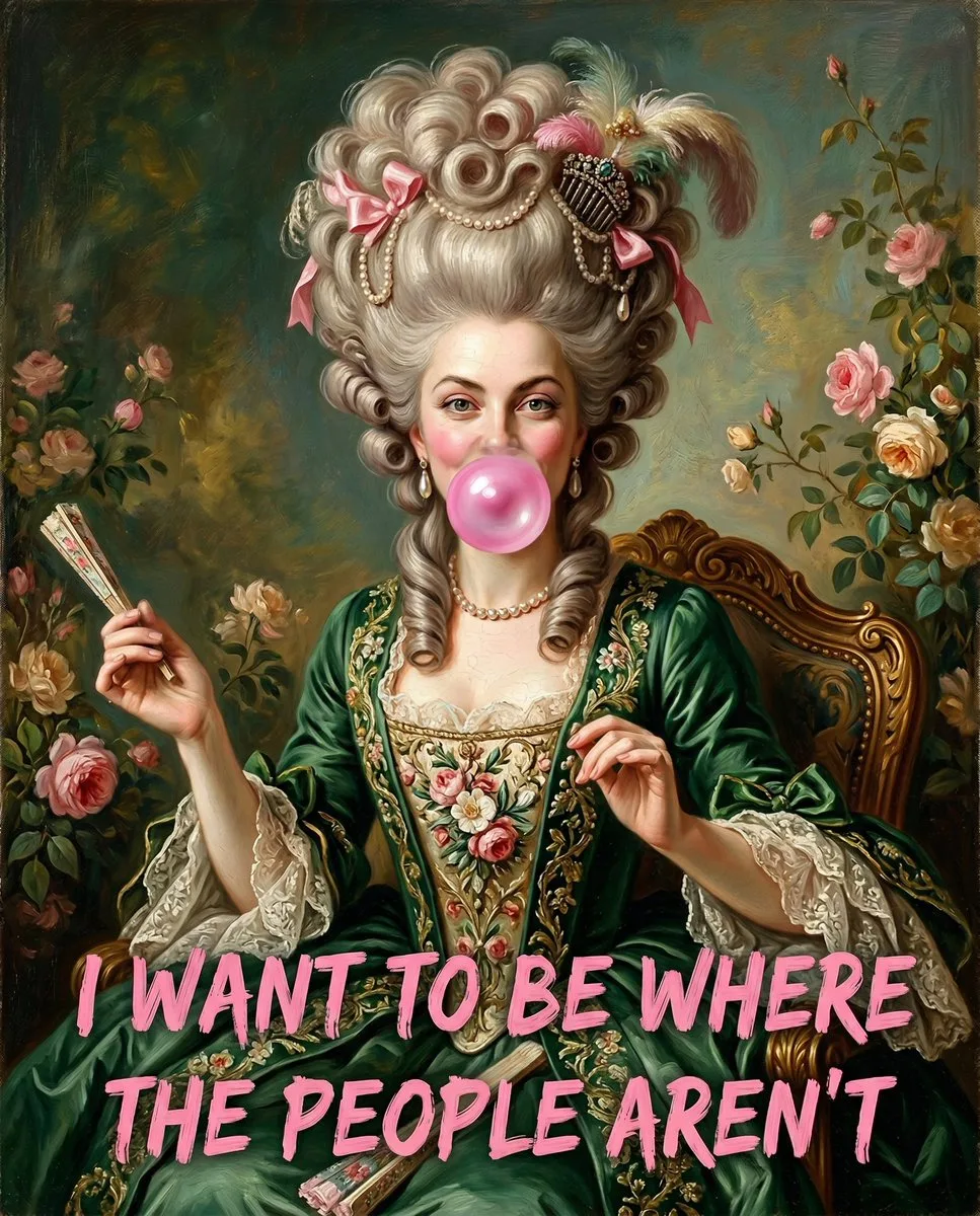 Contrasting oil painting green dress lady — After