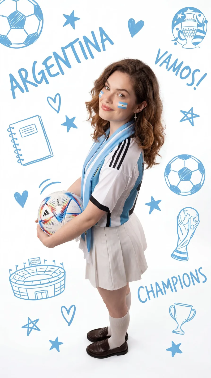 Ultra realistic argentina fifa world cup 2026 female fan — Sonra