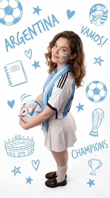 Ultra realistic argentina fifa world cup 2026 female fan