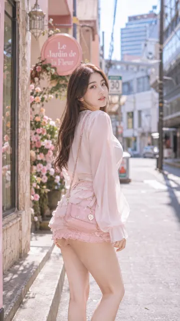 Photorealistic japanese street fashion portrait young woman