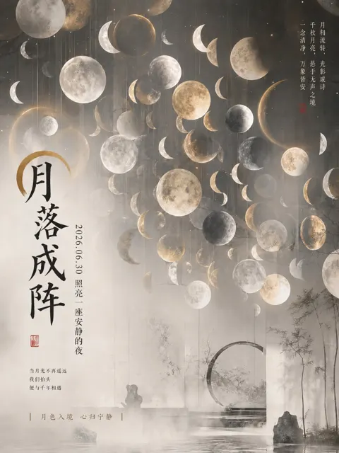 Suspended disc installation art chinese poster