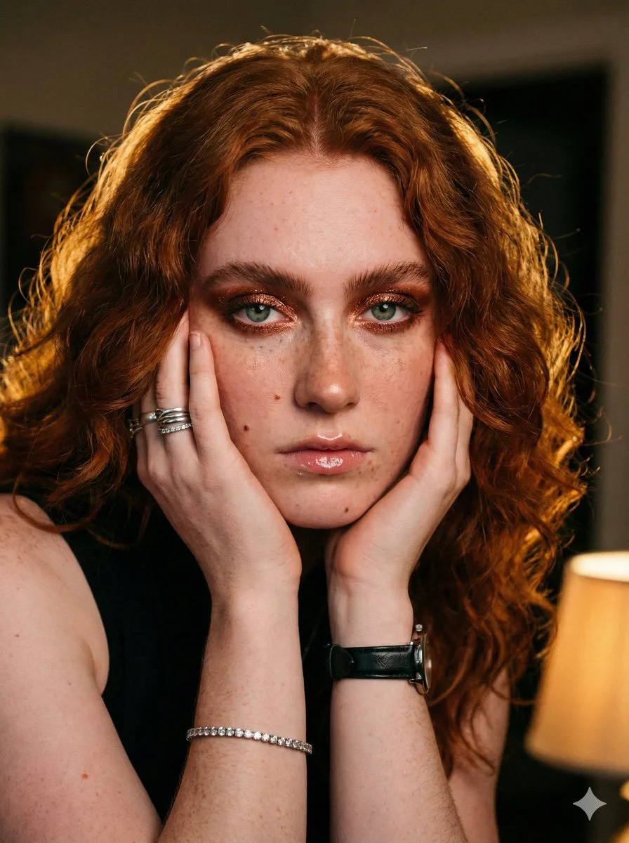 Backlit golden redhead portrait — Sonra