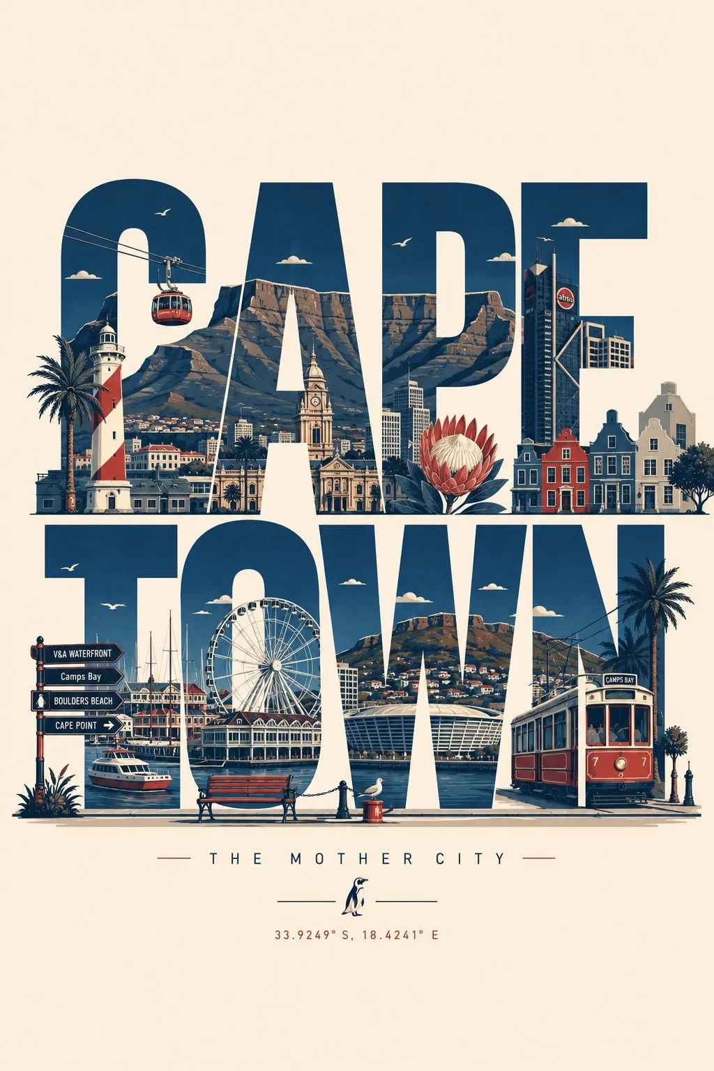Modern typographic city travel poster — Sonra