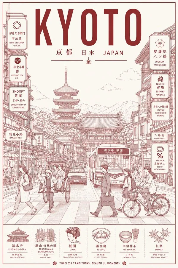 Minimalist line art travel poster — After