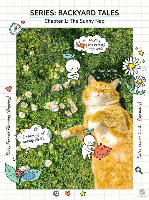 Creative doodle realistic subject composition guide — After