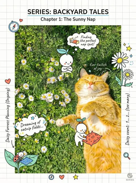 Creative doodle realistic subject composition guide