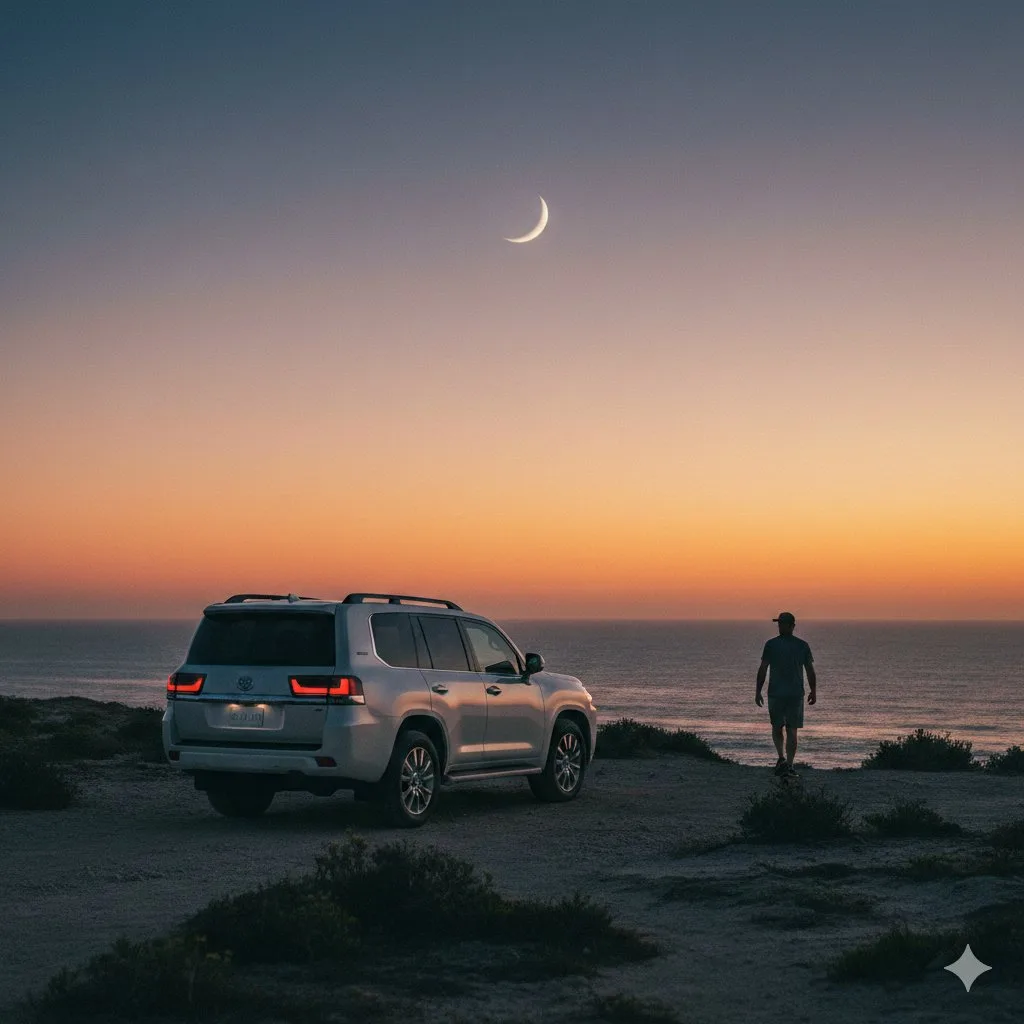 Twilight coast white landcruiser — After