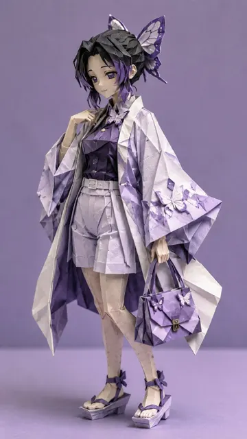 Exquisite anime female character origami sculpture photography