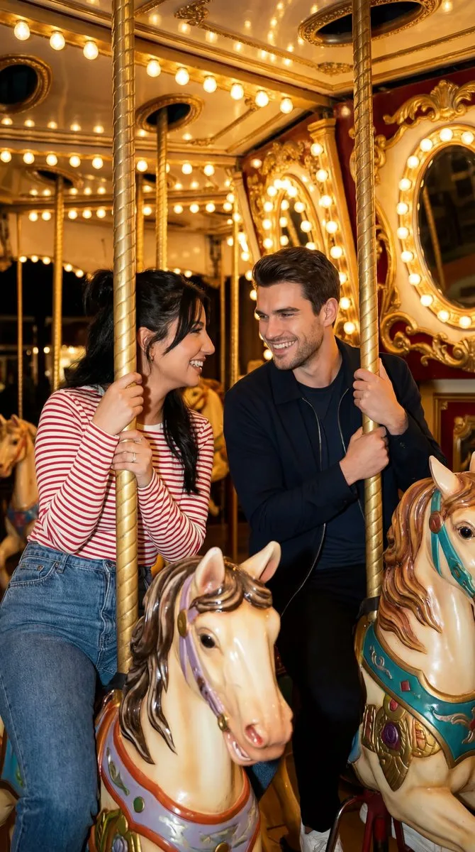Cinematic carousel romantic gaze — Sonra