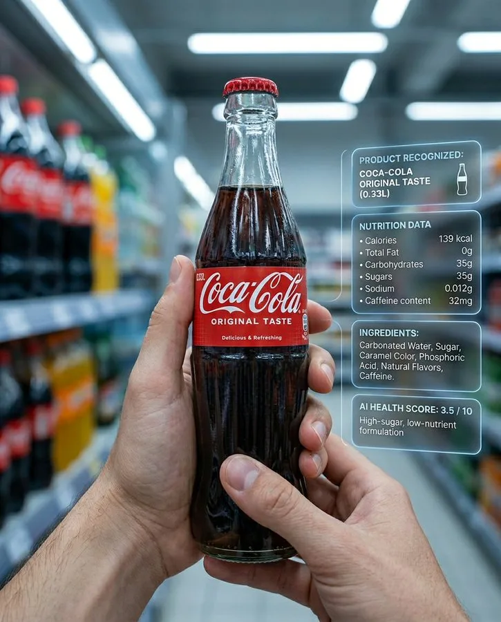 Futuristic supermarket ai nutrition scanner — After