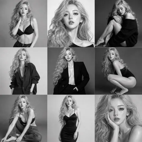 Minimalist black and white fashion contact sheet