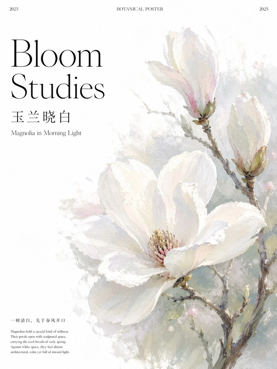 Botanical poster magnolia in morning light — Sonra