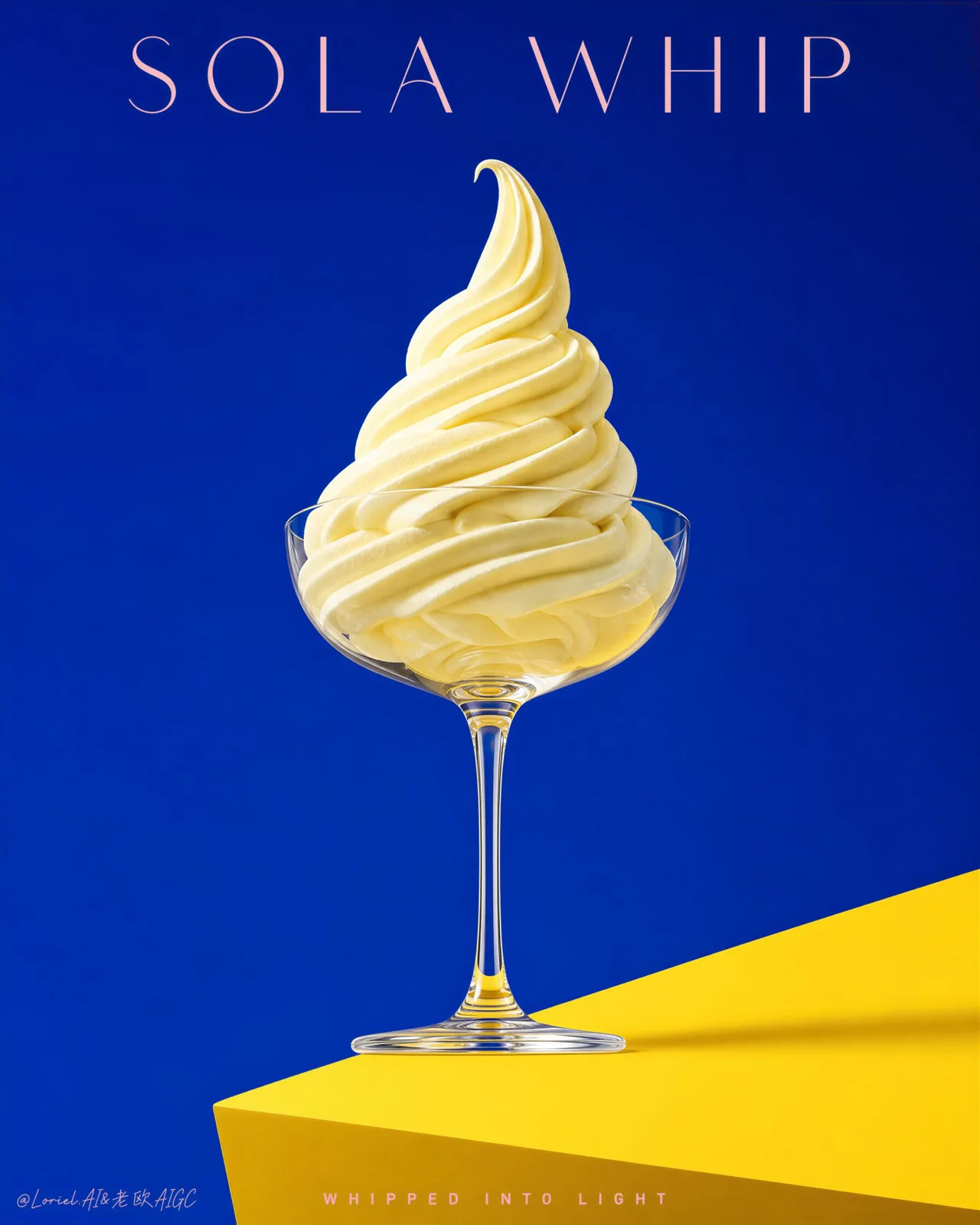 Premium solara sip golden pine cream beverage poster — Sonra