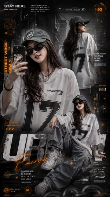 Luxury cyberpunk street fashion collage poster