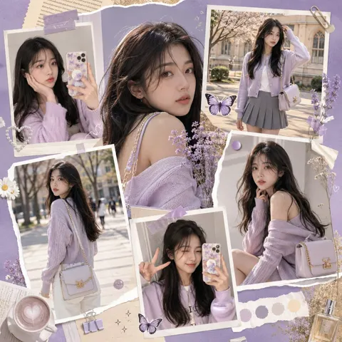 Modern k fashion gen z vibrant collage ad