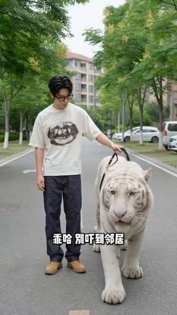 Fierce tiger scared by teddy