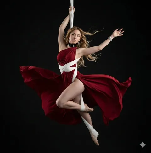 Dark red silk dancer