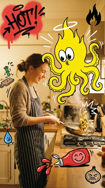 Hot graffiti kitchen octopus