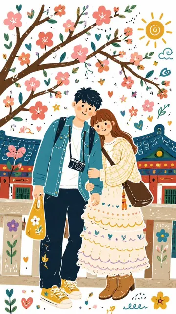 Folk style illustration with doodle elements