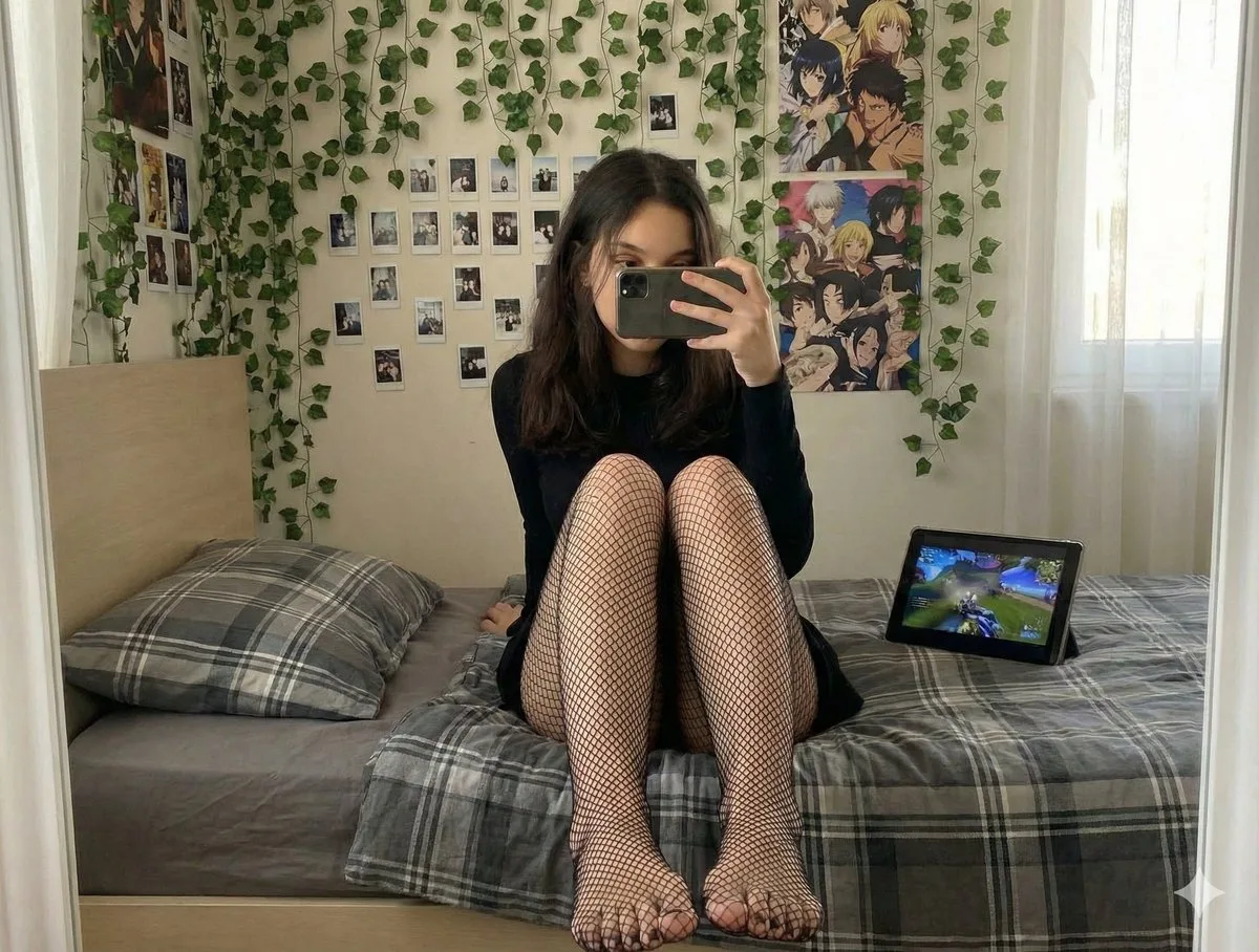 Black fishnet legs anime room — Sonra