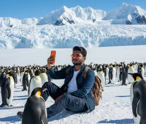 Wonderful encounter with emperor penguins