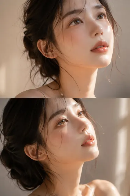 Luxury beauty editorial close up portrait woman