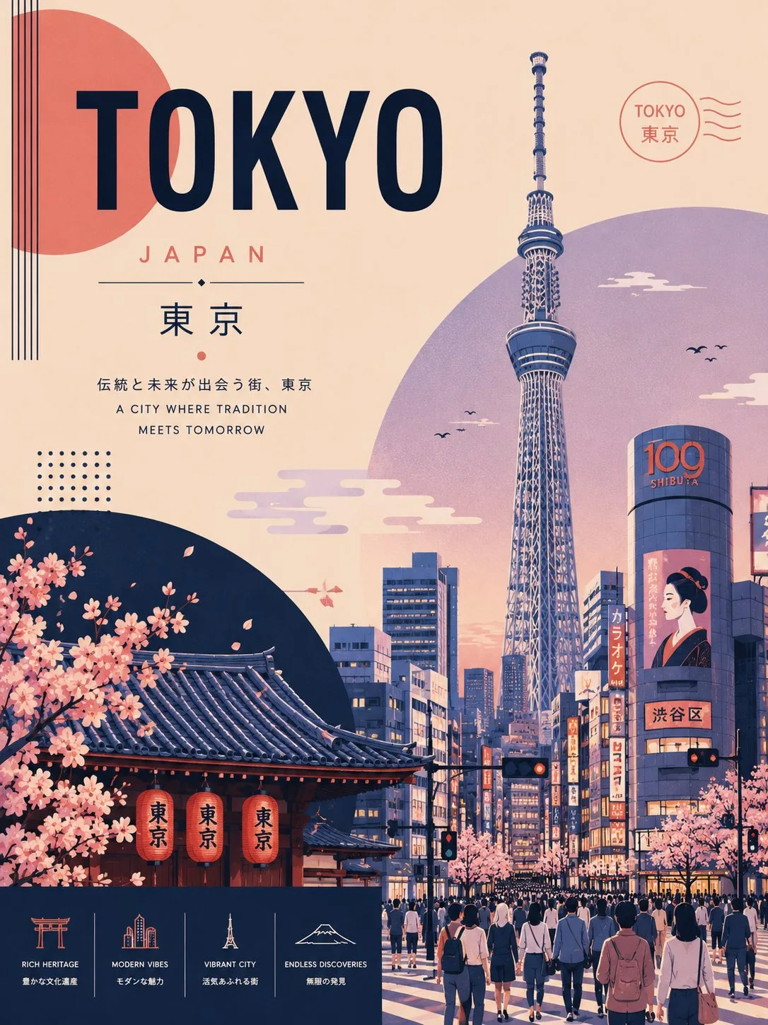 Premium sapporo vintage travel poster — Sonra