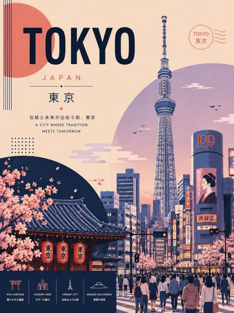 Premium sapporo vintage travel poster