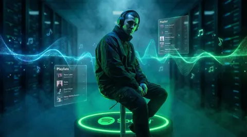Neon green music portrait