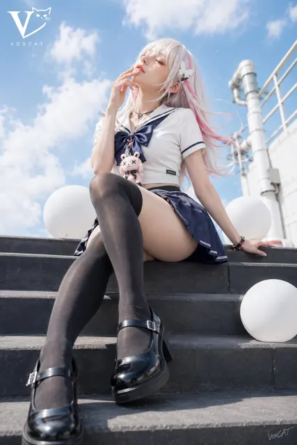 Summer blue sky japanese sailor style portrait