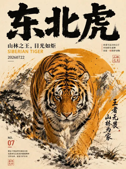 Oriental modern aesthetic animal poster design