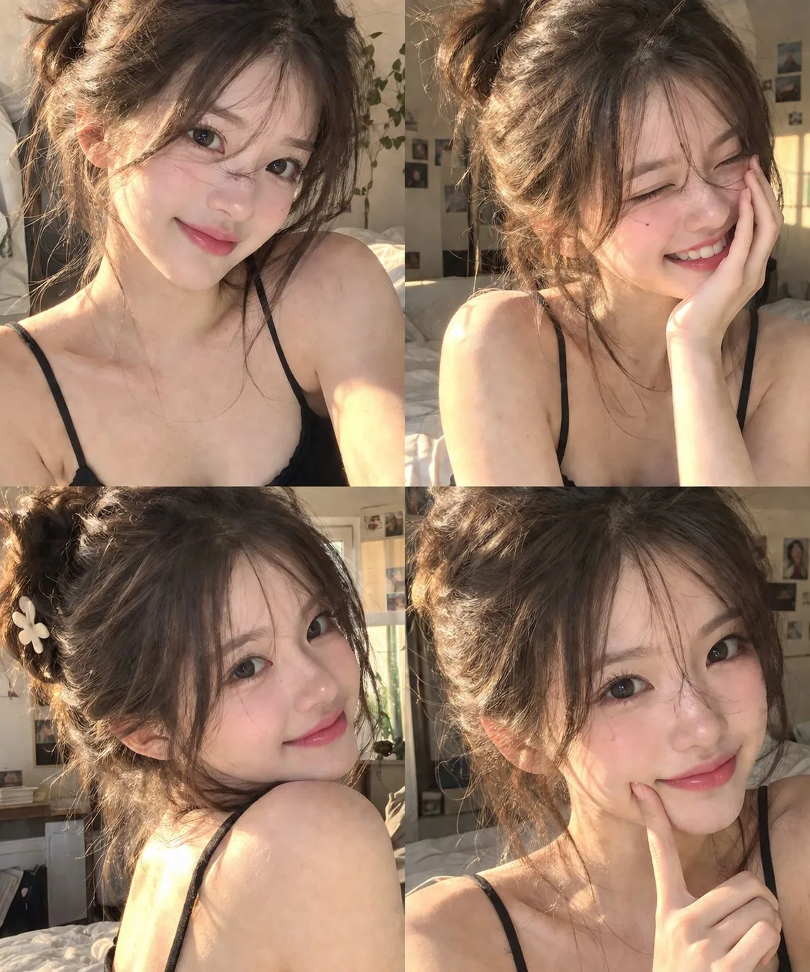 Korean woman golden hour portrait collage — After