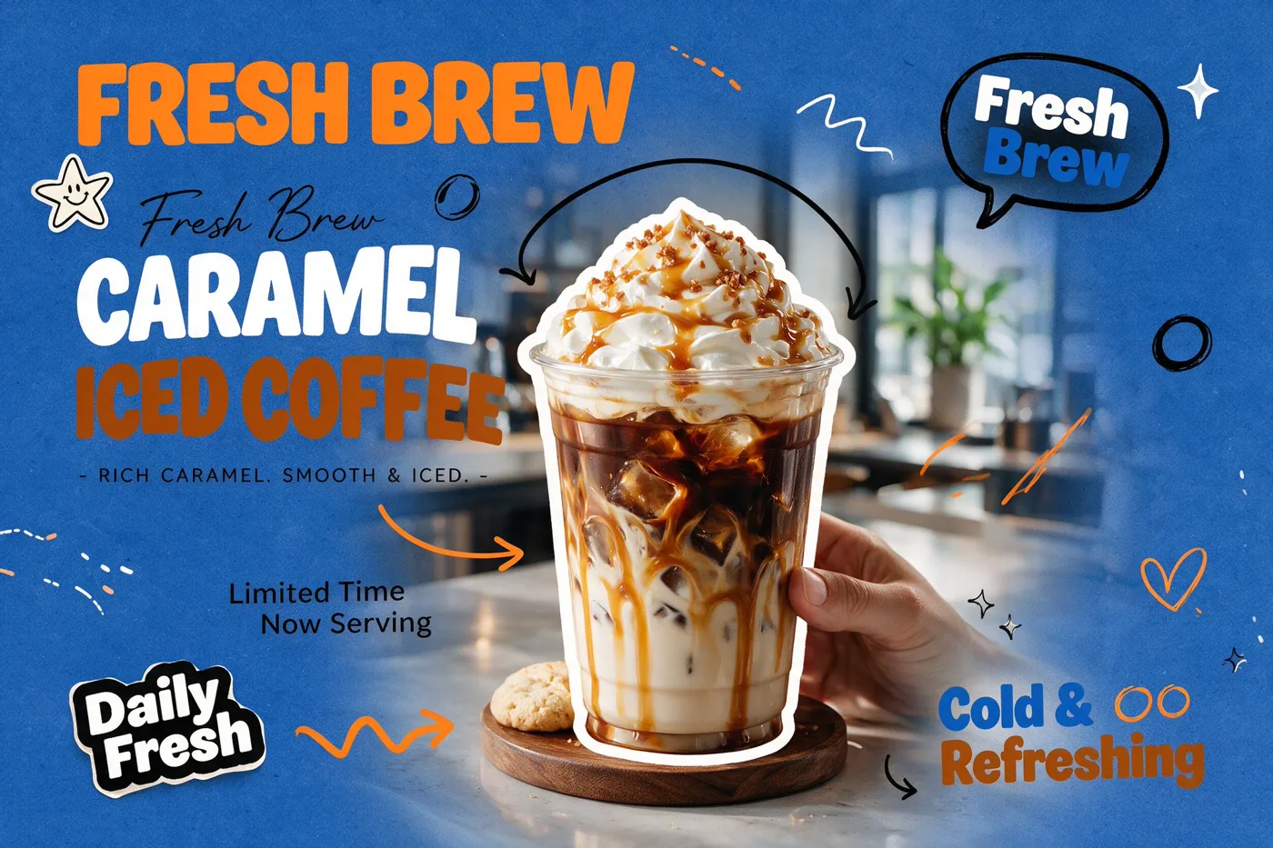 Modern cafe style creative drink poster prompt — Sonra