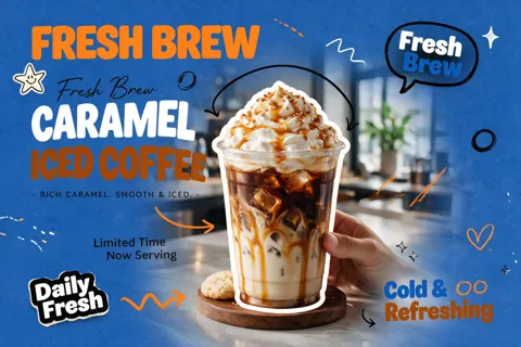 Modern cafe style creative drink poster prompt