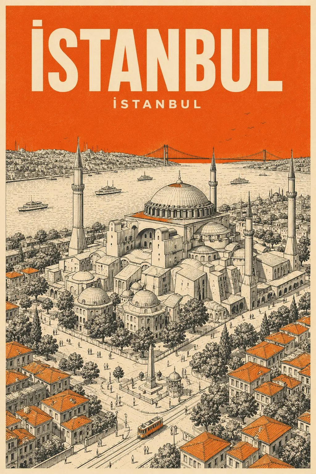 Mid century minimalist isometric travel poster — Sonra
