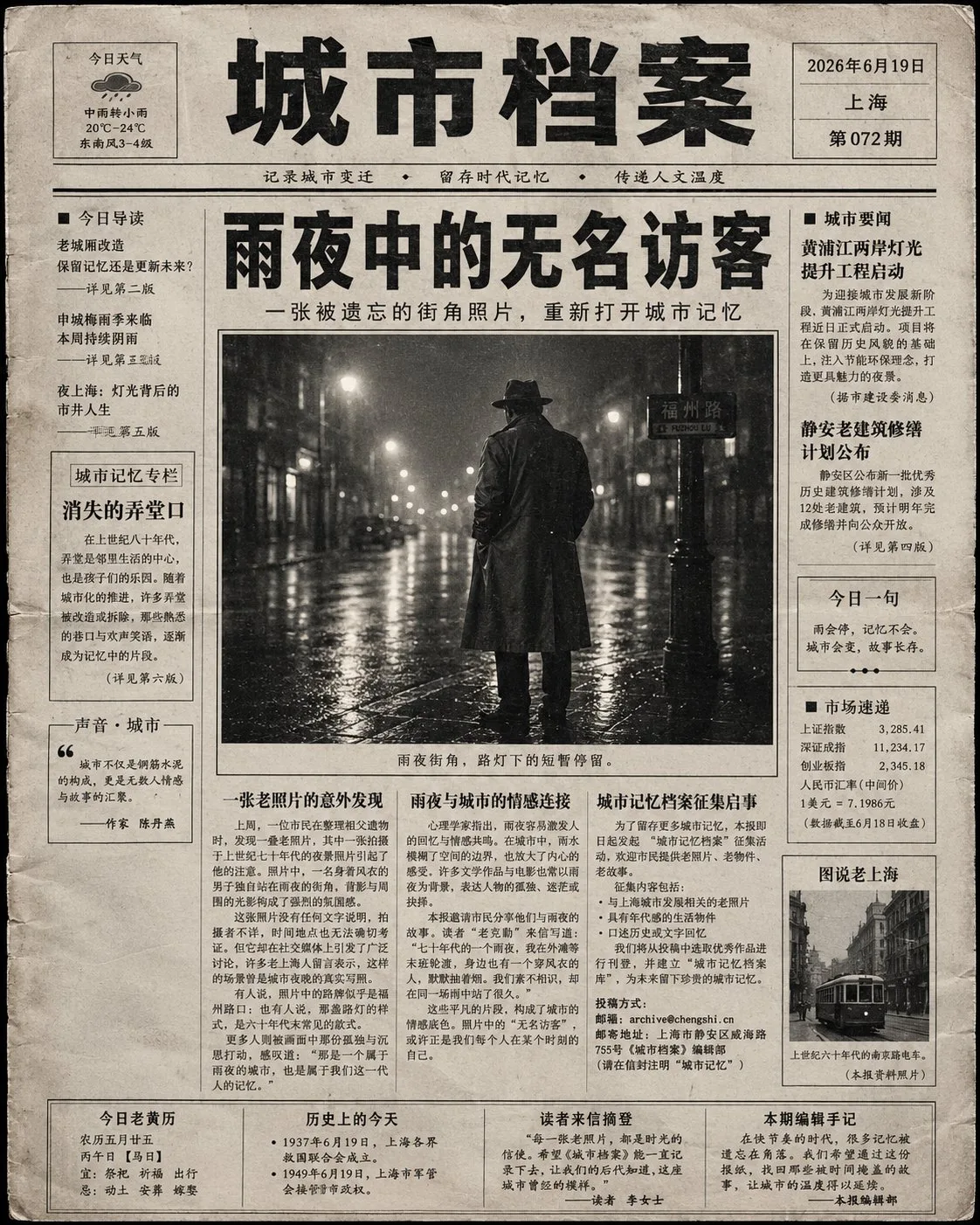 Hyper realistic vintage chinese newspaper front page design — After