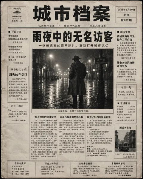 Hyper realistic vintage chinese newspaper front page design