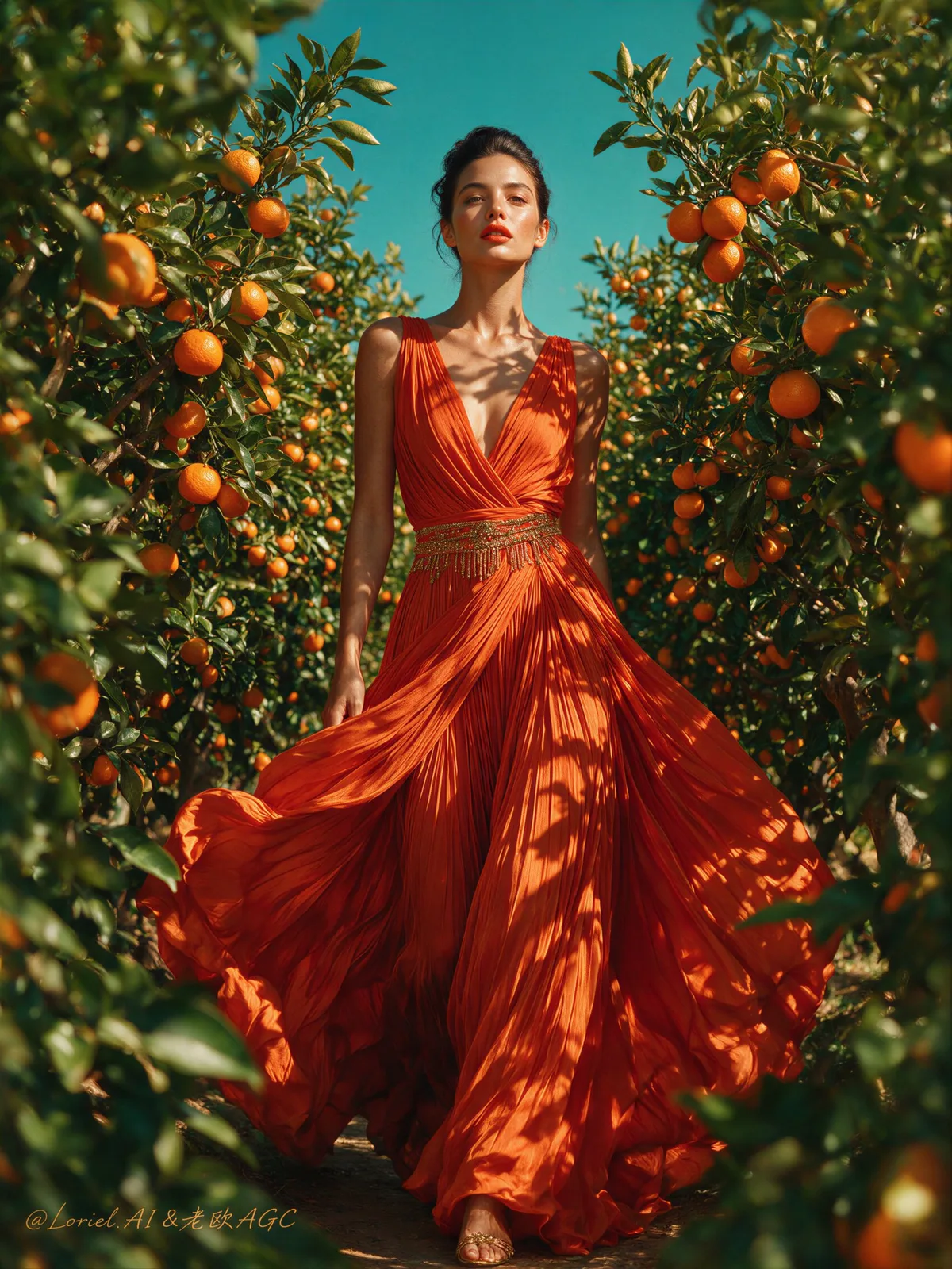 Solara luxury fashion editorial orchard photography — After