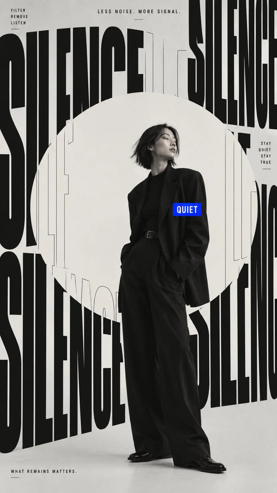 Minimalist fashion editorial typography poster prompt — Sonra