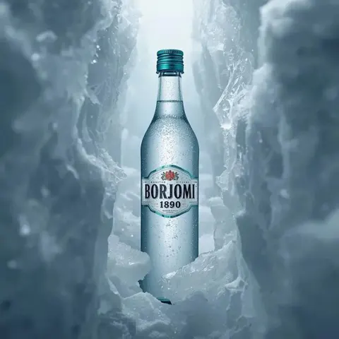 Frosted ice cave borjomi closeup