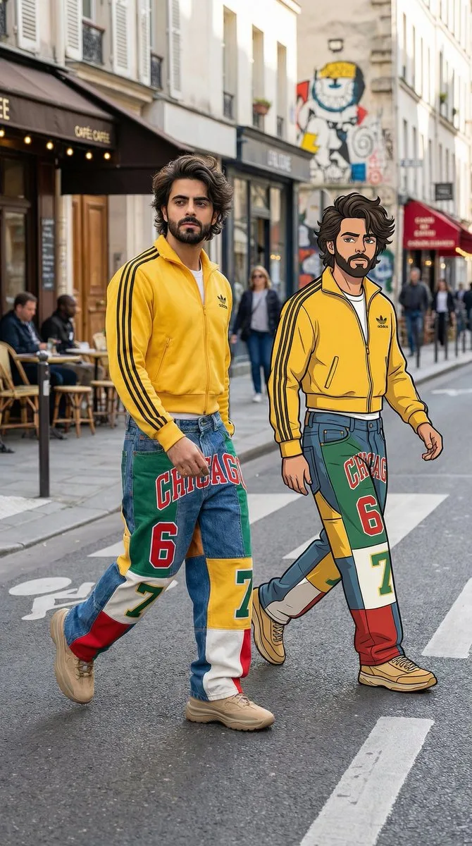 Real cartoon mixed street fashion — Sonra