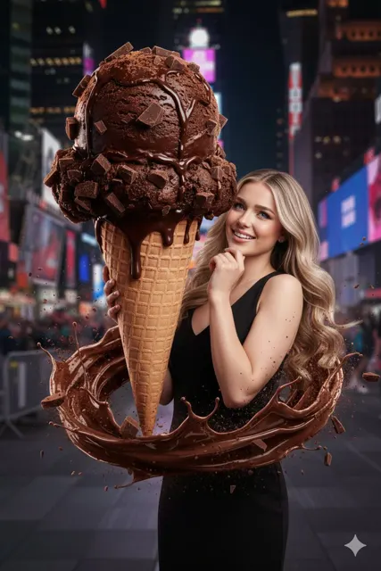 Neon chocolate ice cream storm