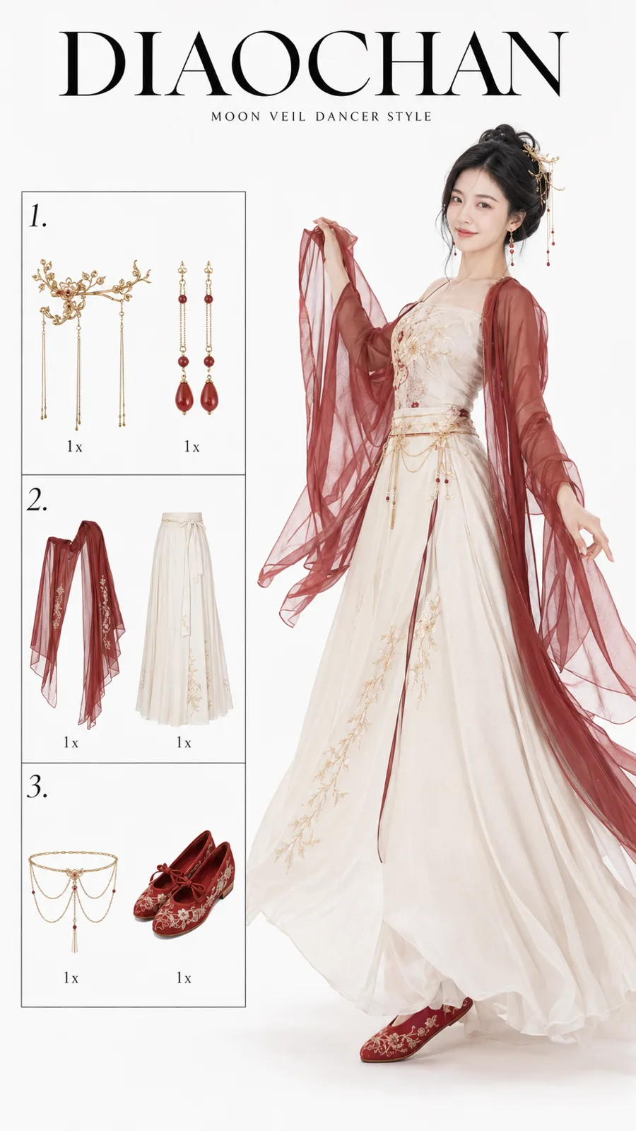 Vertical minimalist diaochan clothing catalog page — Sonra