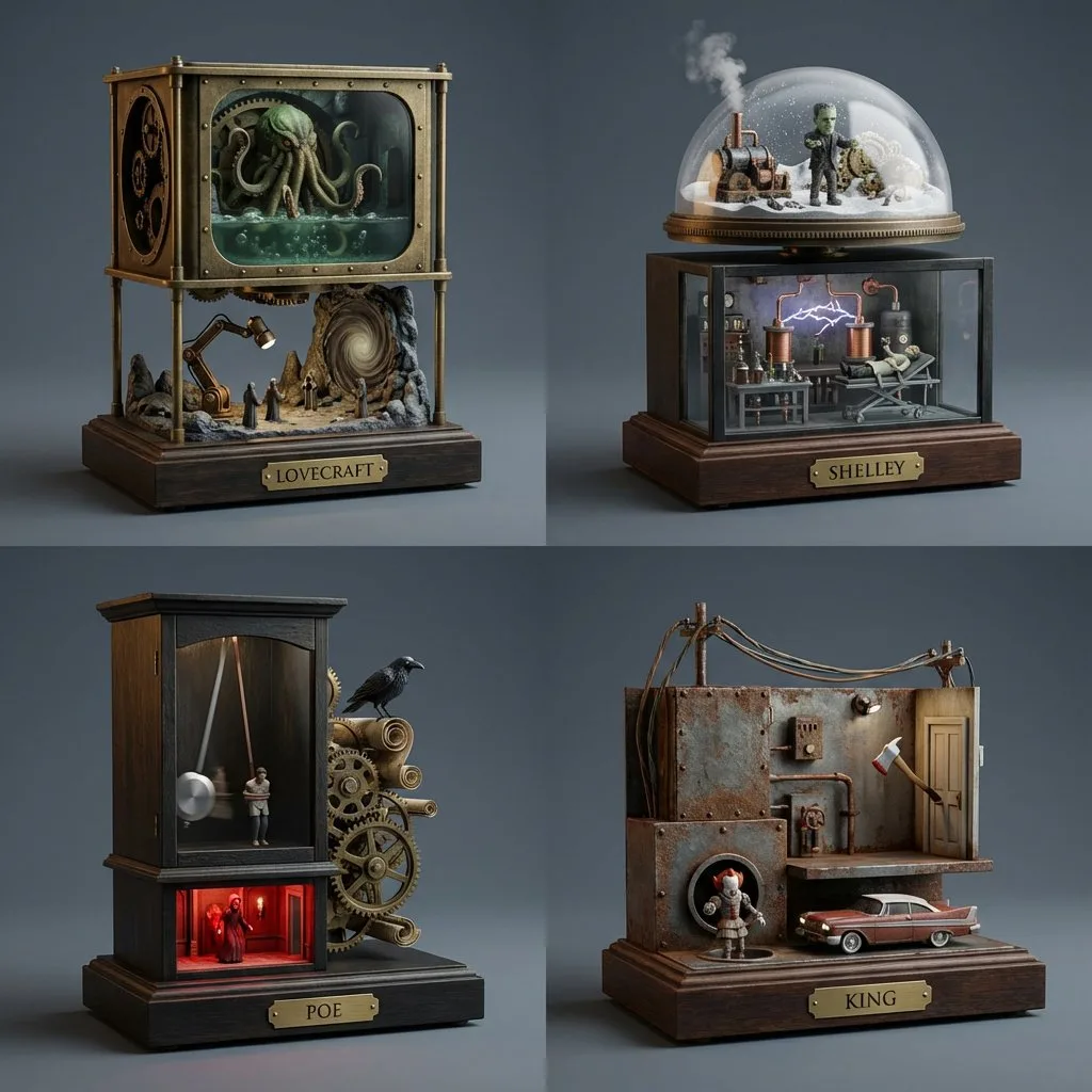 Horror sci fi kinetic sculpture grid — After