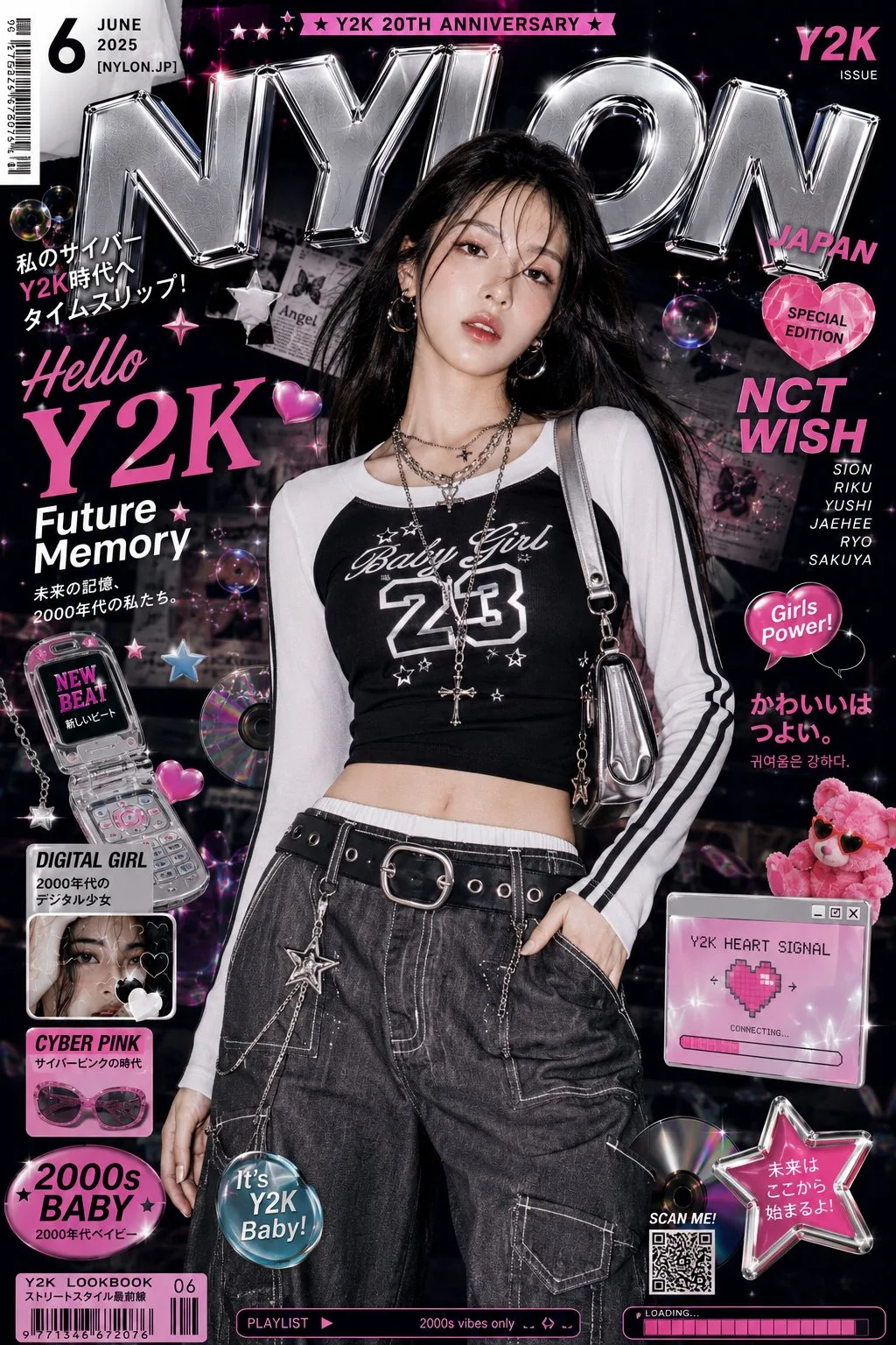 Y2k inspired east asian girl fashion artwork — After