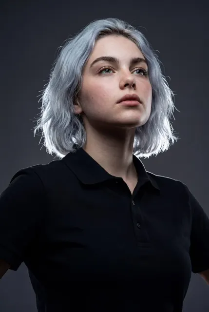 Dark low angle intense portrait