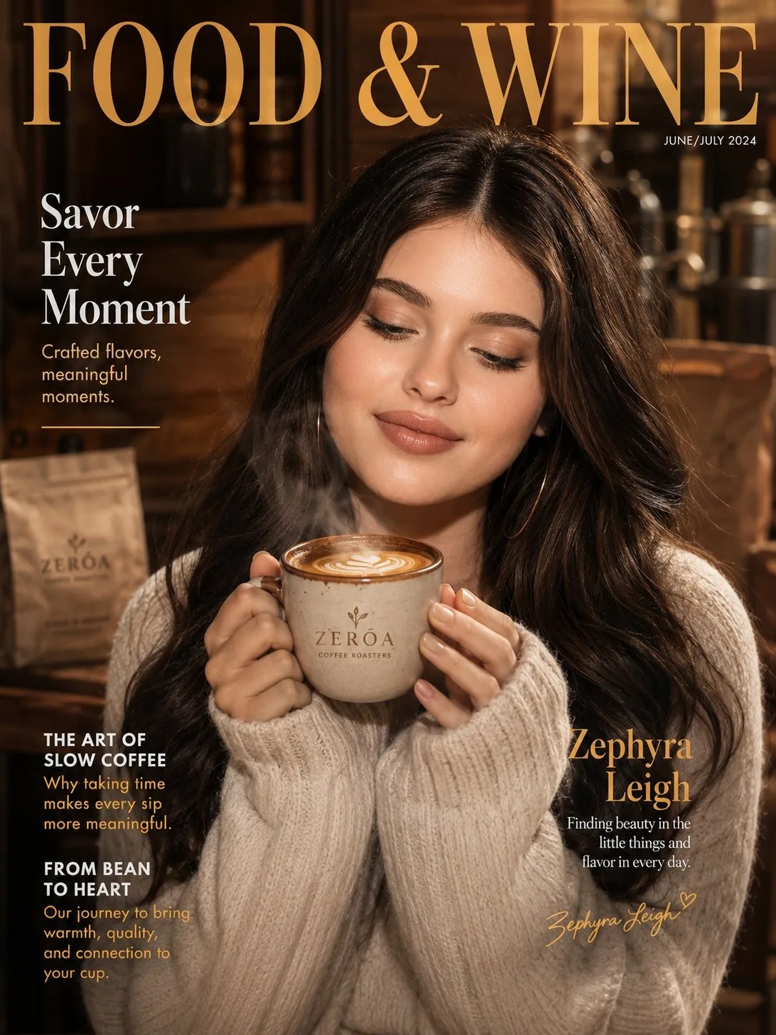 Korean woman beverage magazine cover style — After