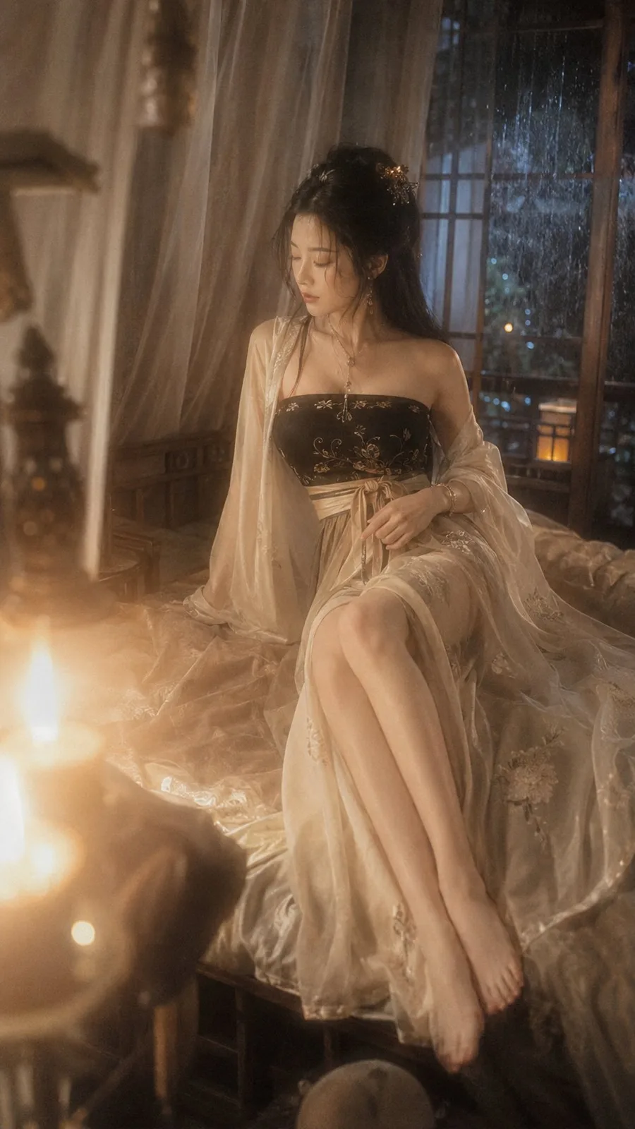 Photorealistic song dynasty chinese boudoir portrait — Sonra
